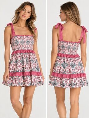 By Anthropologie Smocked Floral Tie-Strap Sundress - M 🌸